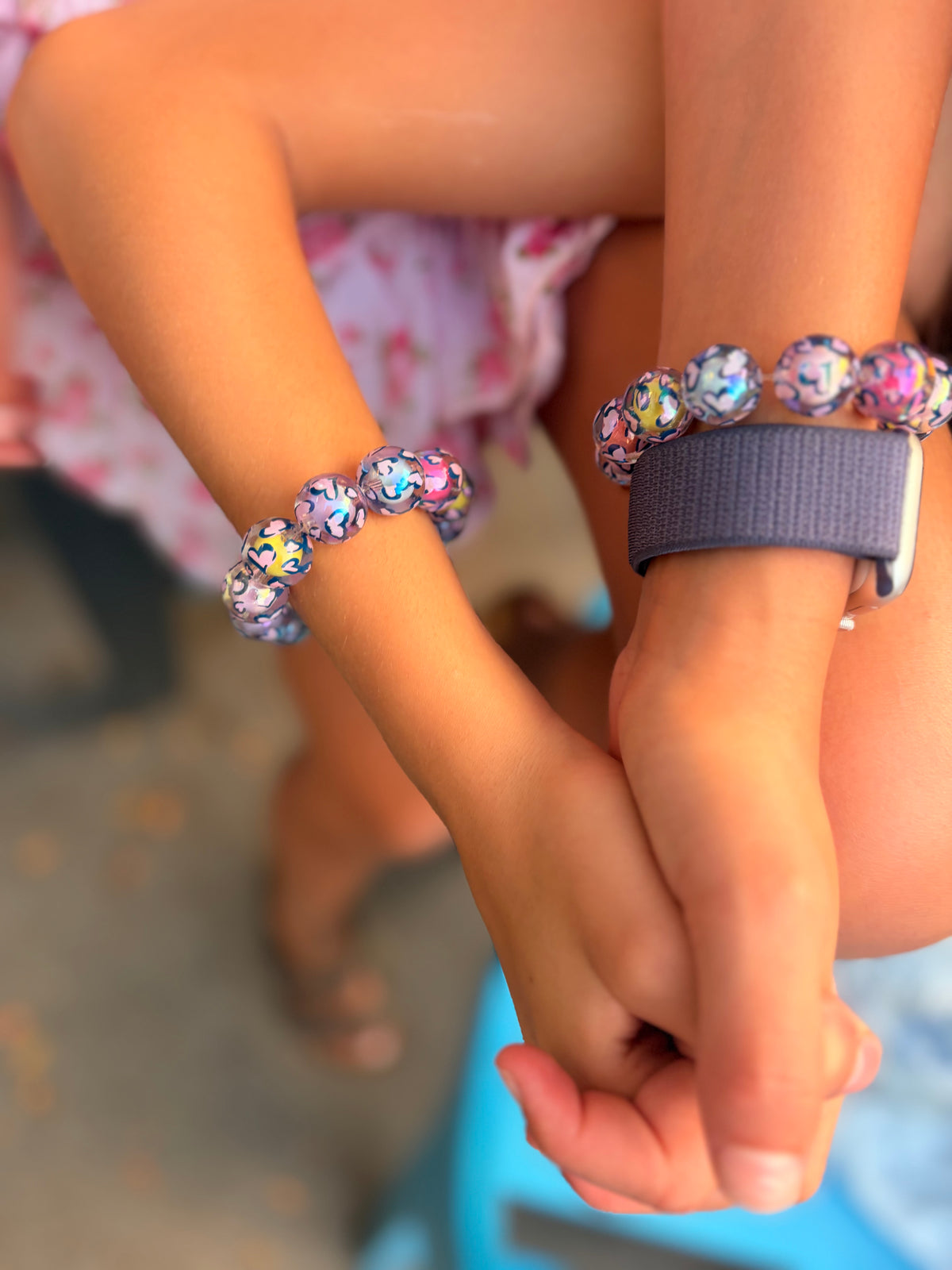 Rainbow Hearts Beaded Bracelet