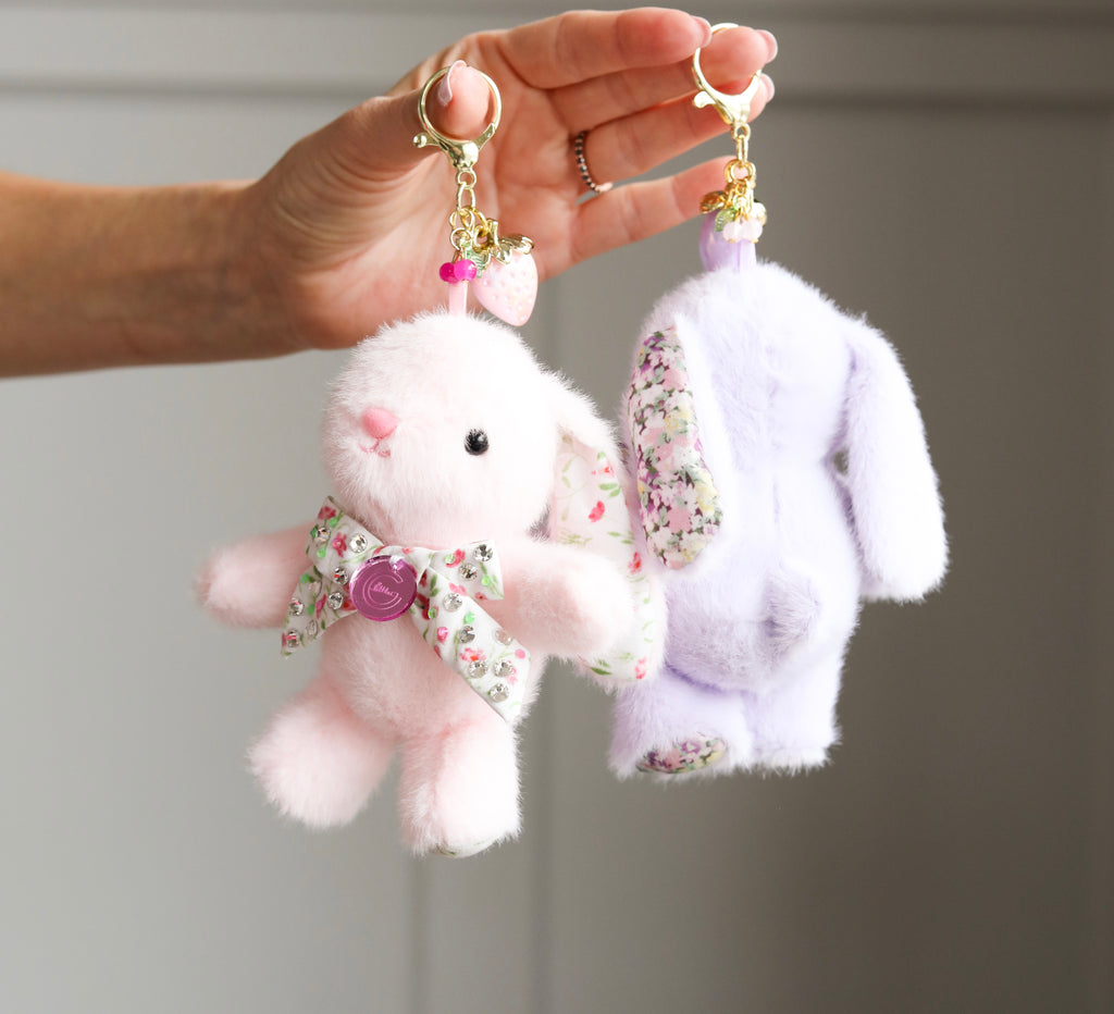 Floral Bow Bunny Keychain