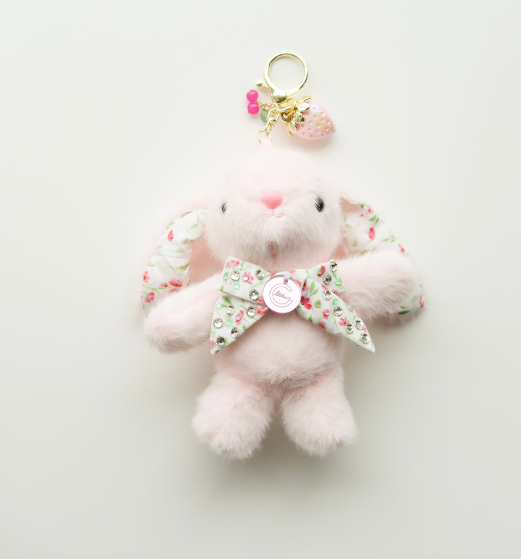 Floral Bow Bunny Keychain