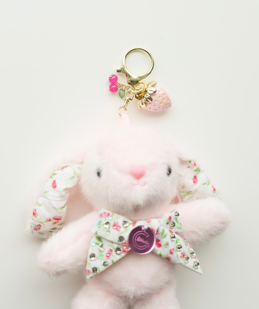 Floral Bow Bunny Keychain