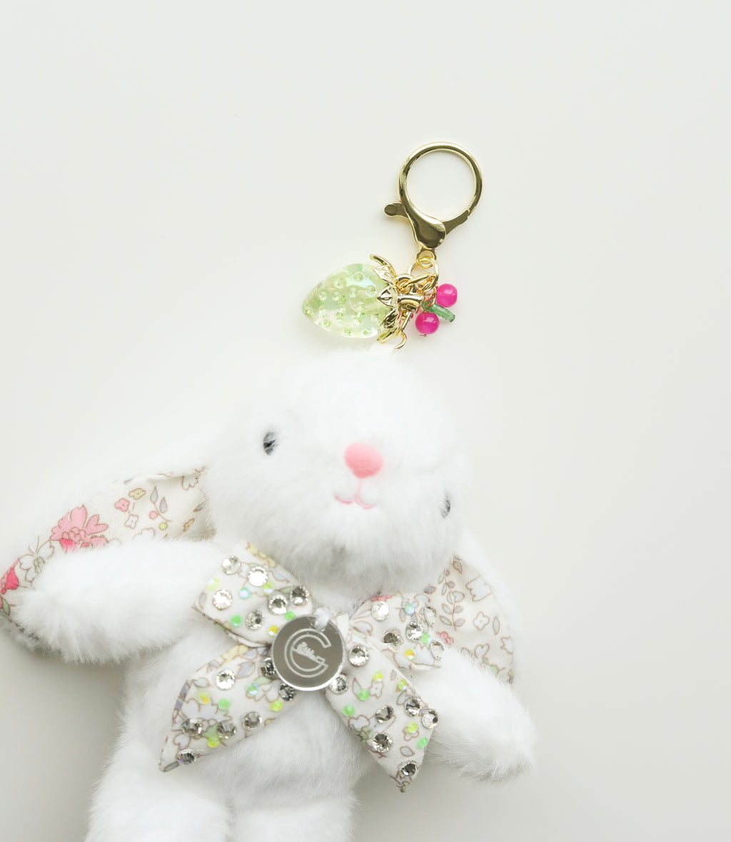 Floral Bow Bunny Keychain