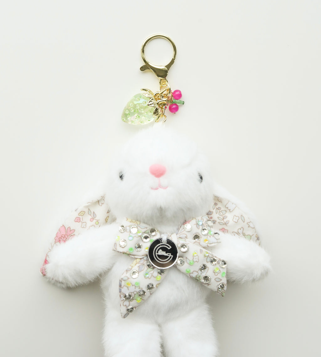 Floral Bow Bunny Keychain