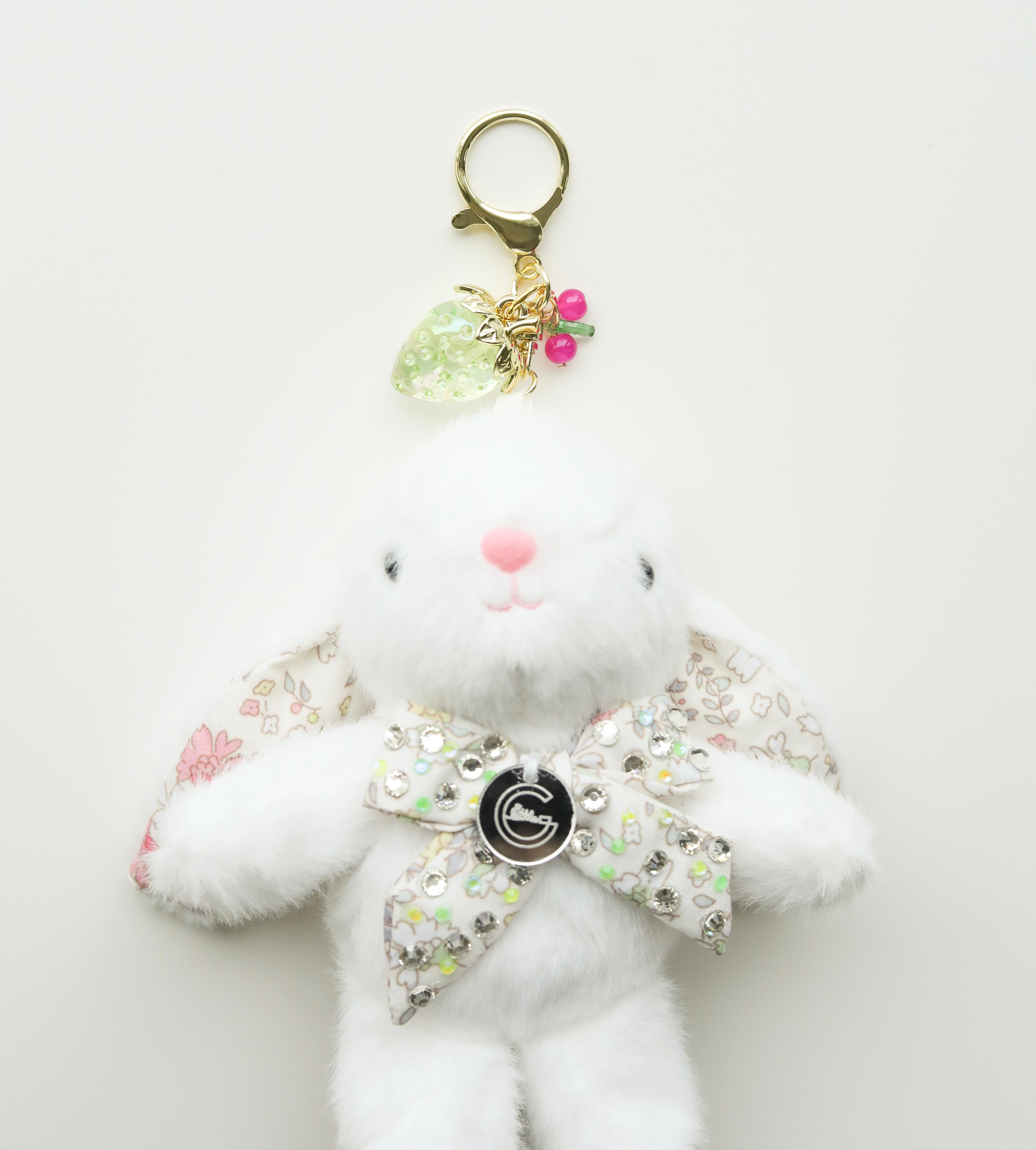 Floral Bow Bunny Keychain