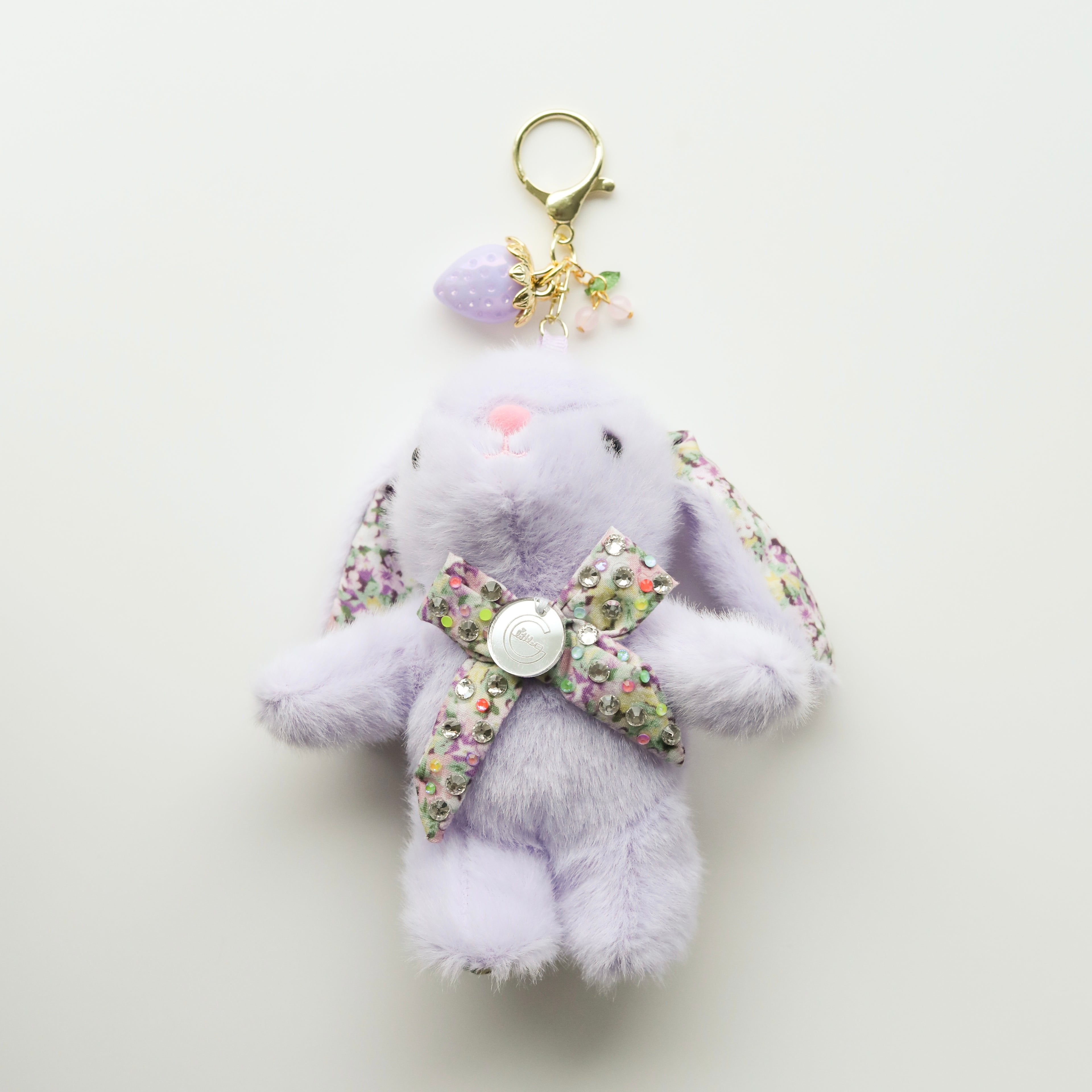 Floral Bow Bunny Keychain