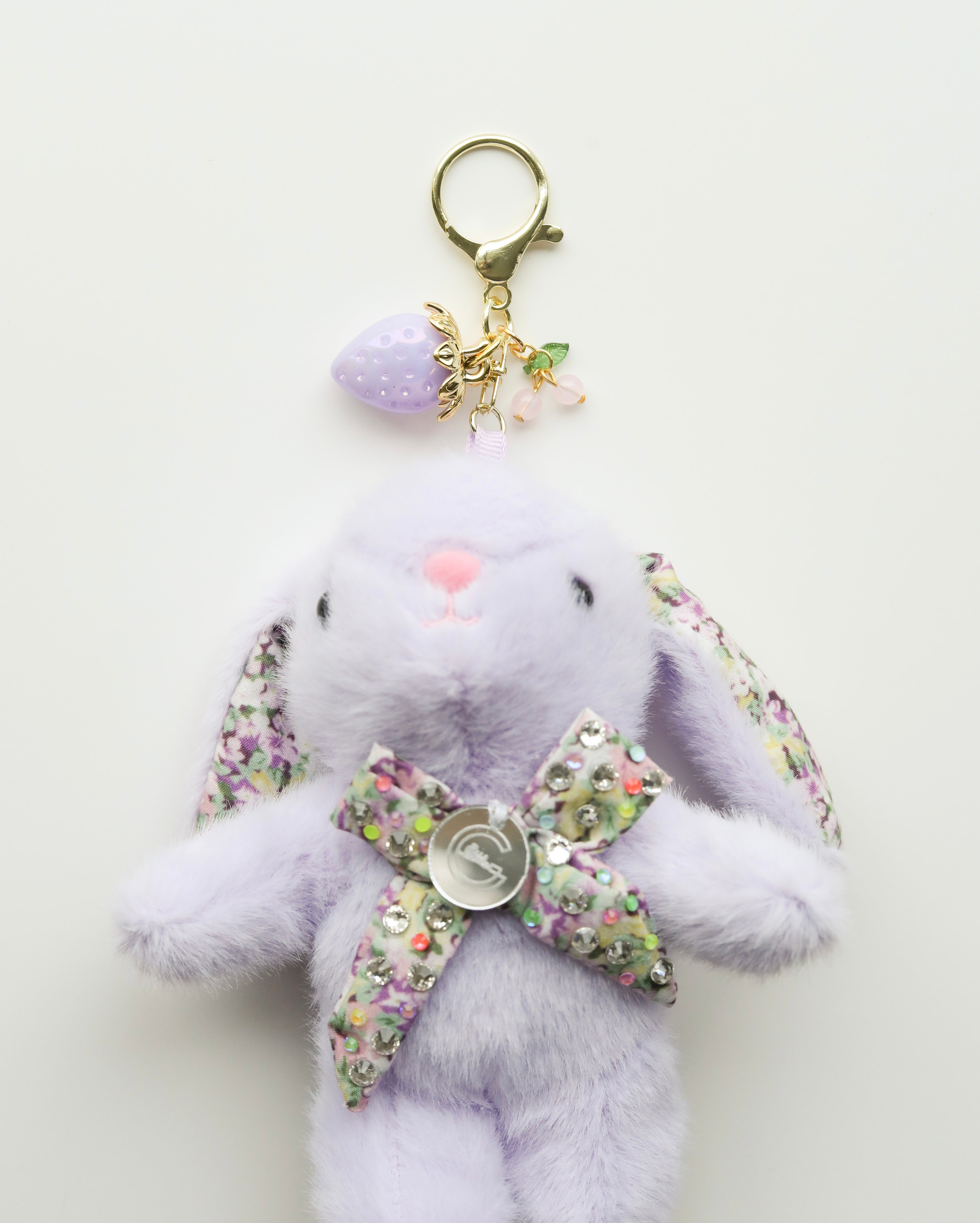 Floral Bow Bunny Keychain