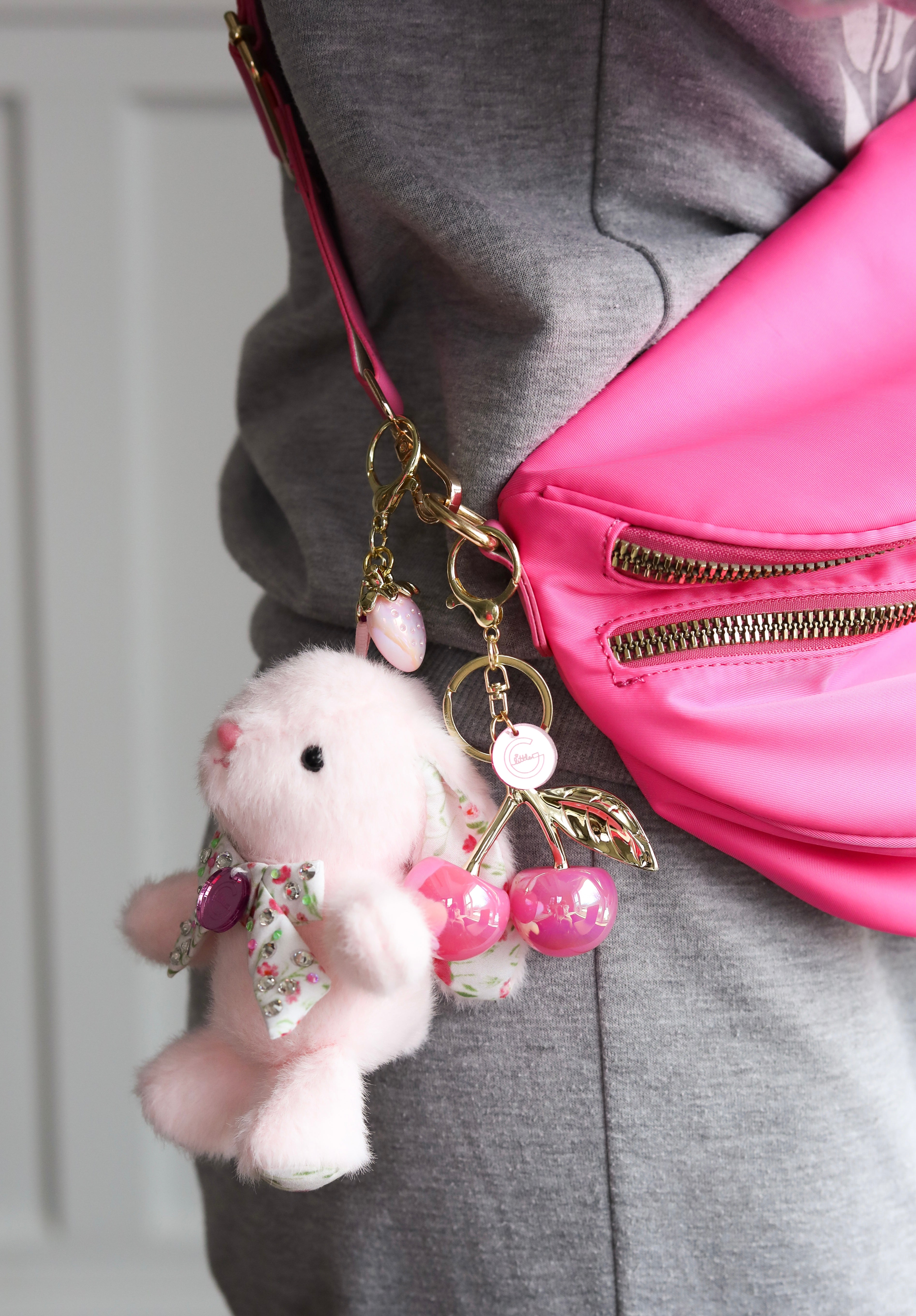 Floral Bow Bunny Keychain