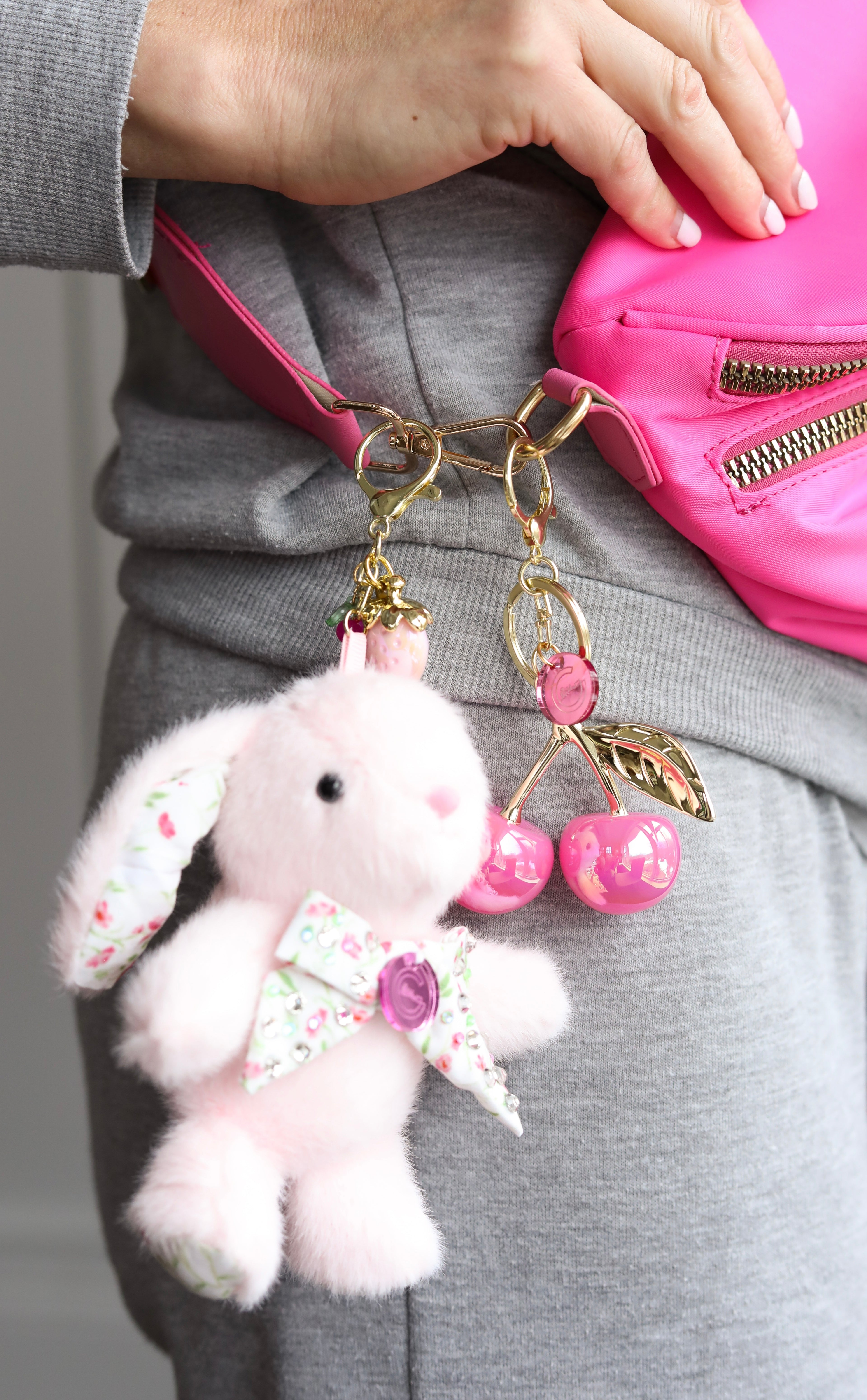Floral Bow Bunny Keychain