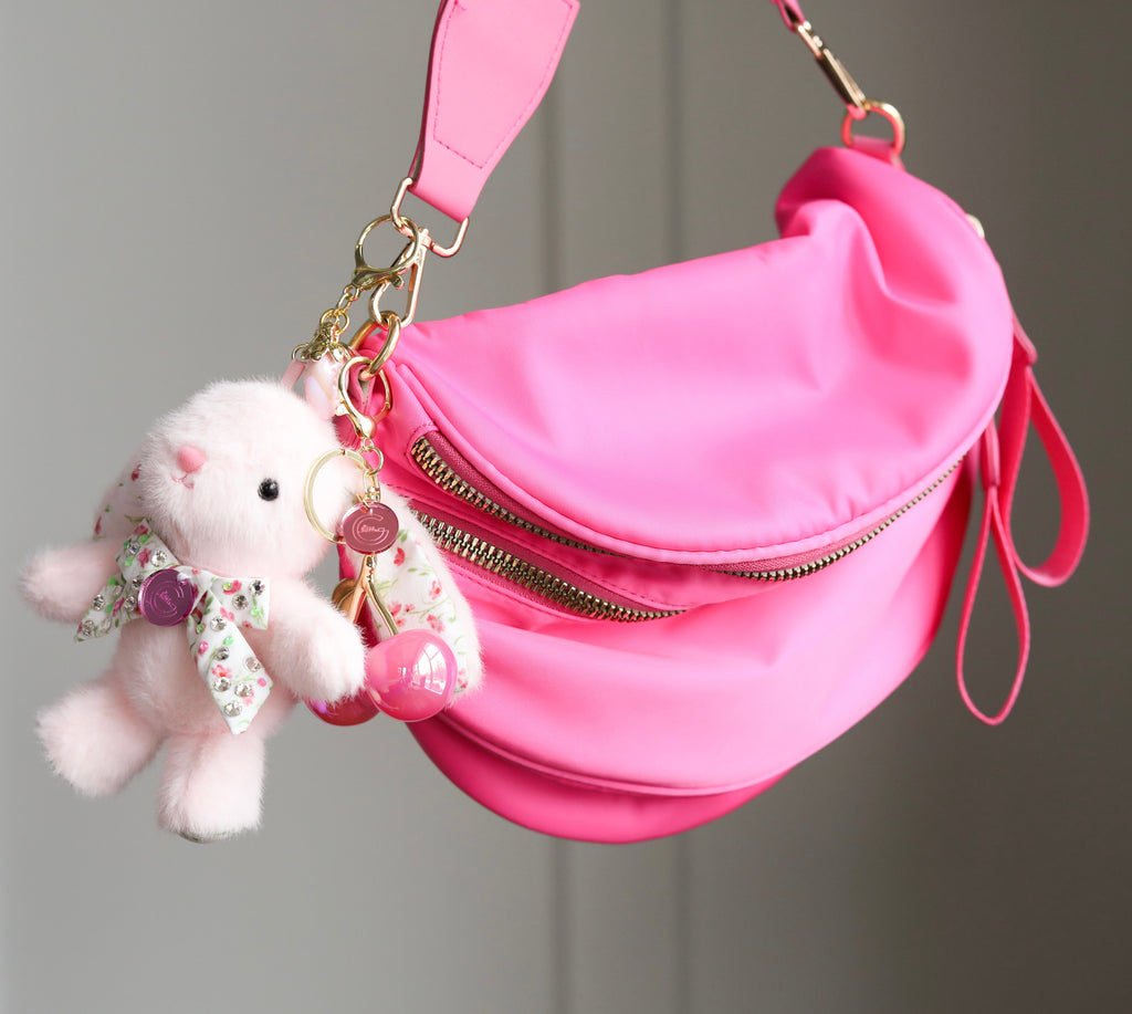 Floral Bow Bunny Keychain