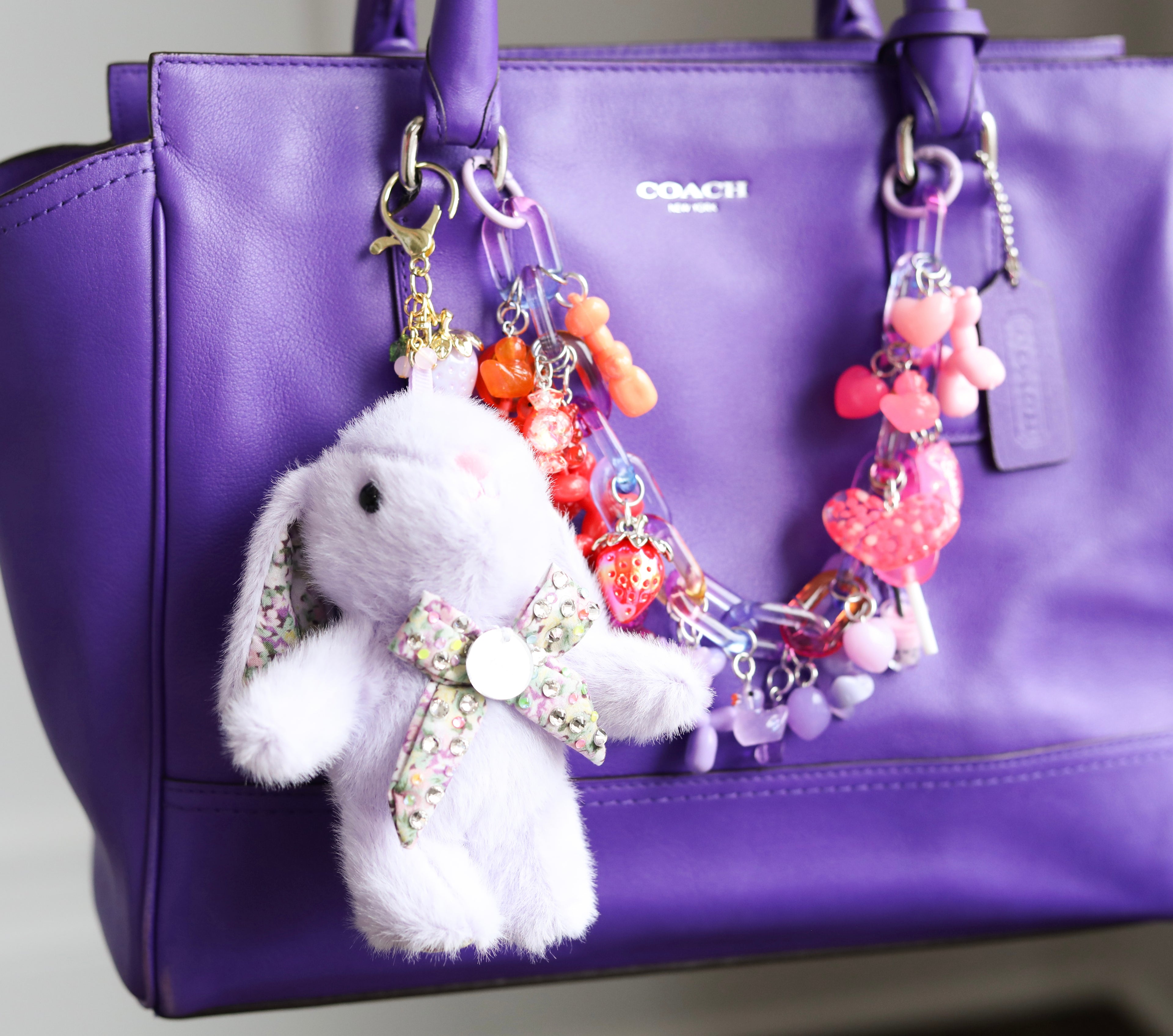 Floral Bow Bunny Keychain