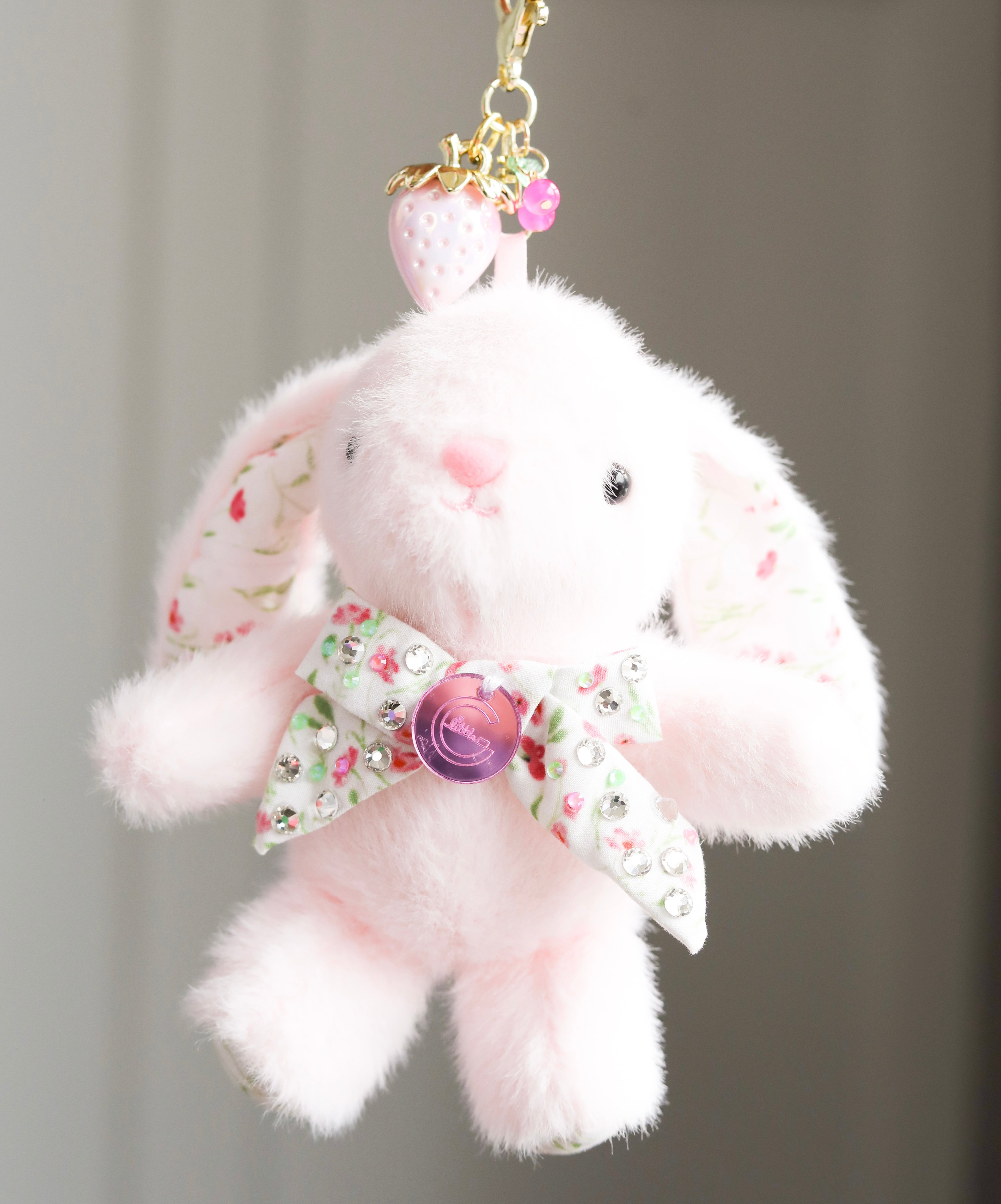Floral Bow Bunny Keychain