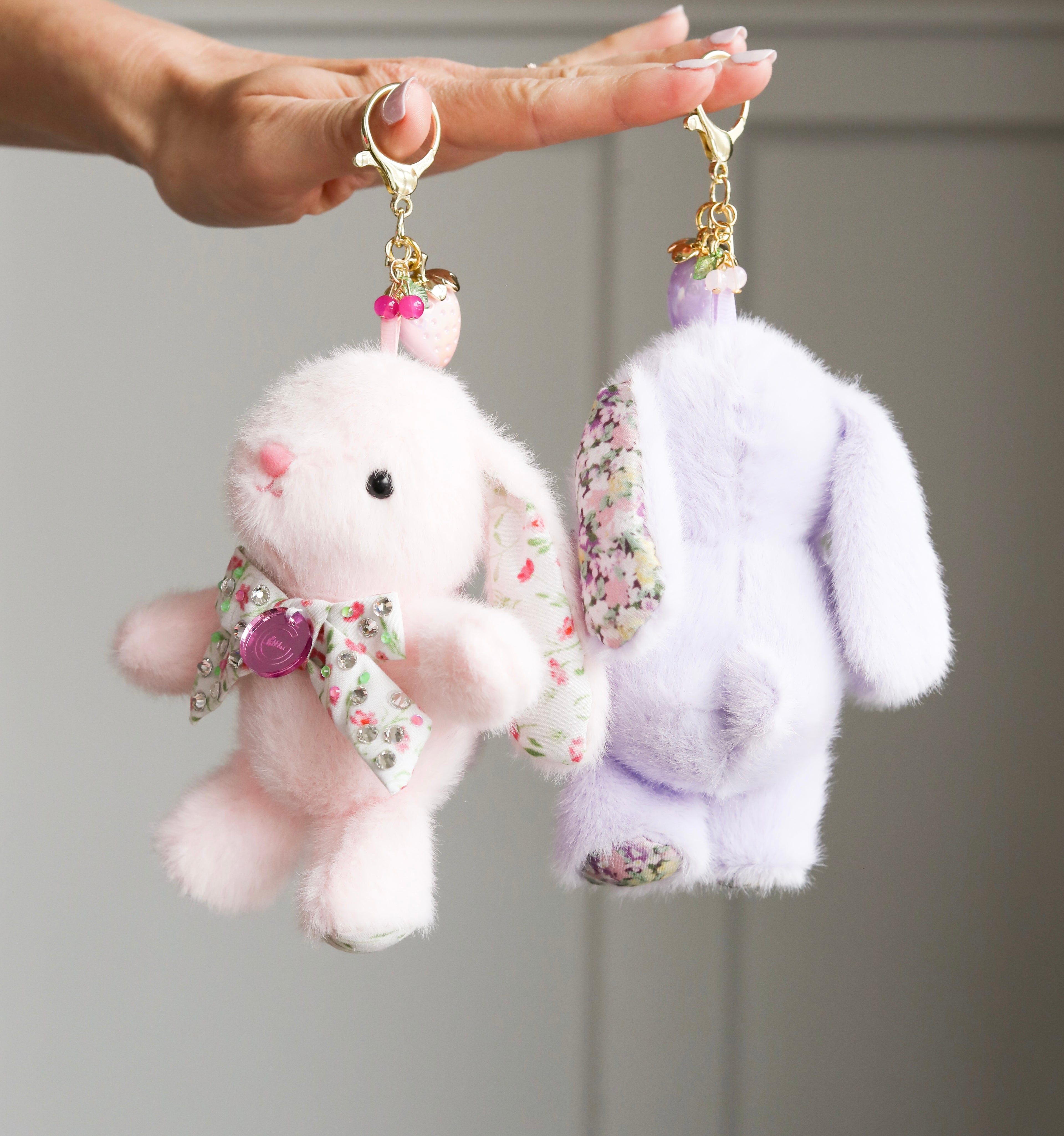 Floral Bow Bunny Keychain