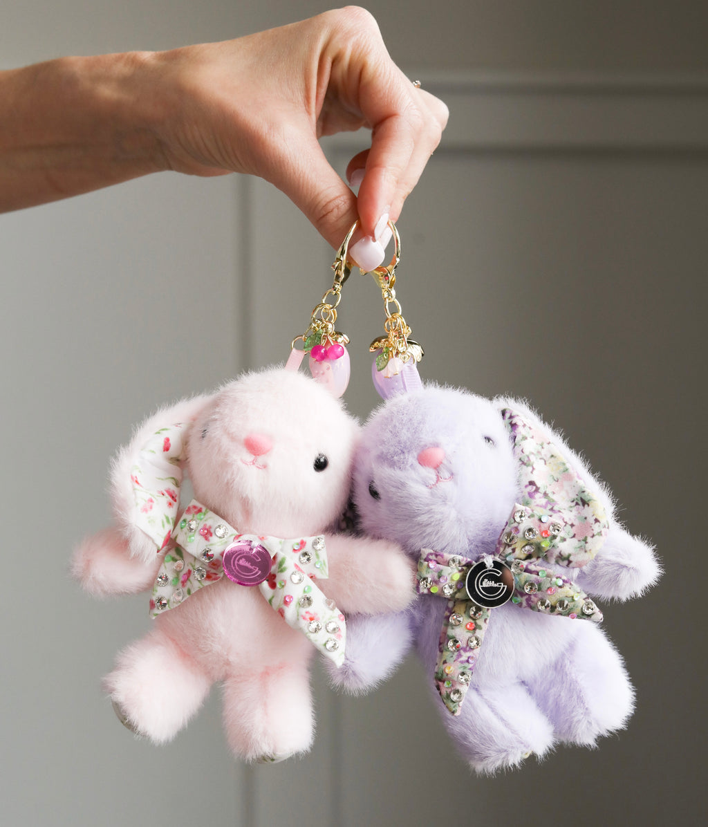 Floral Bow Bunny Keychain