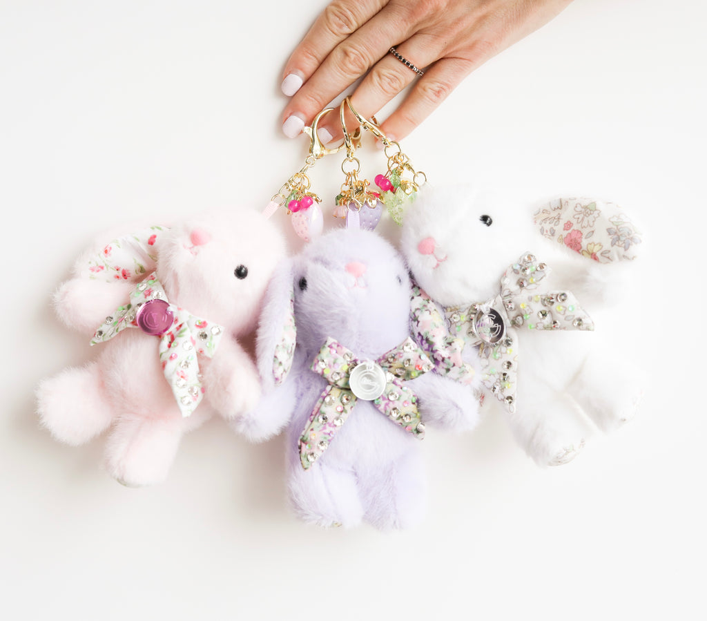 Floral Bow Bunny Keychain