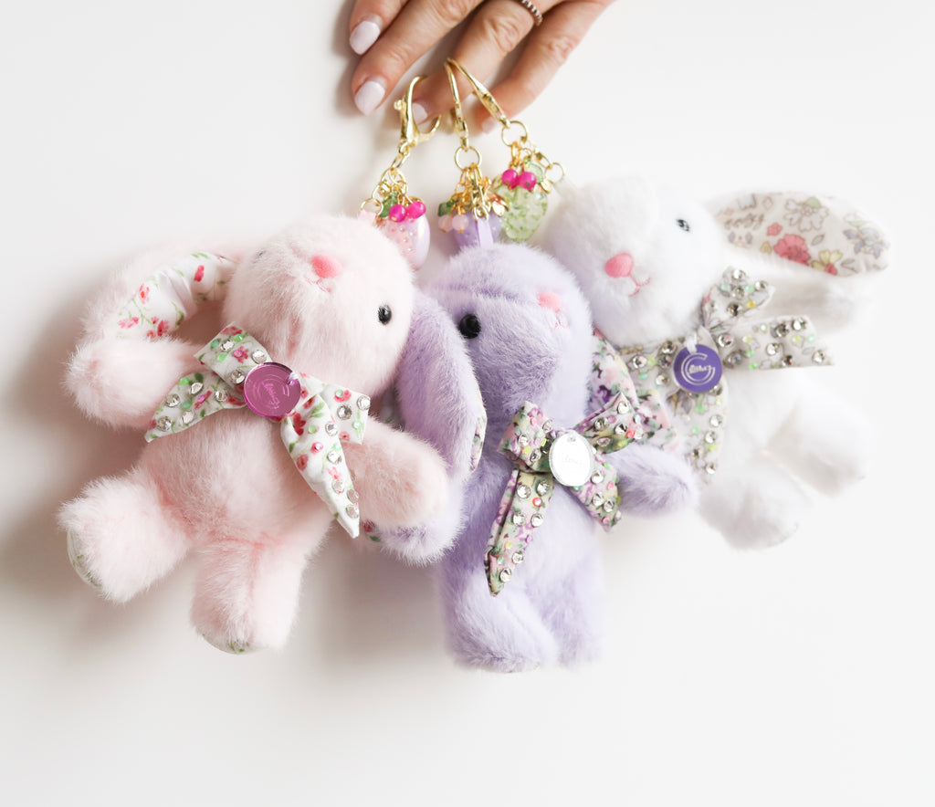 Floral Bow Bunny Keychain