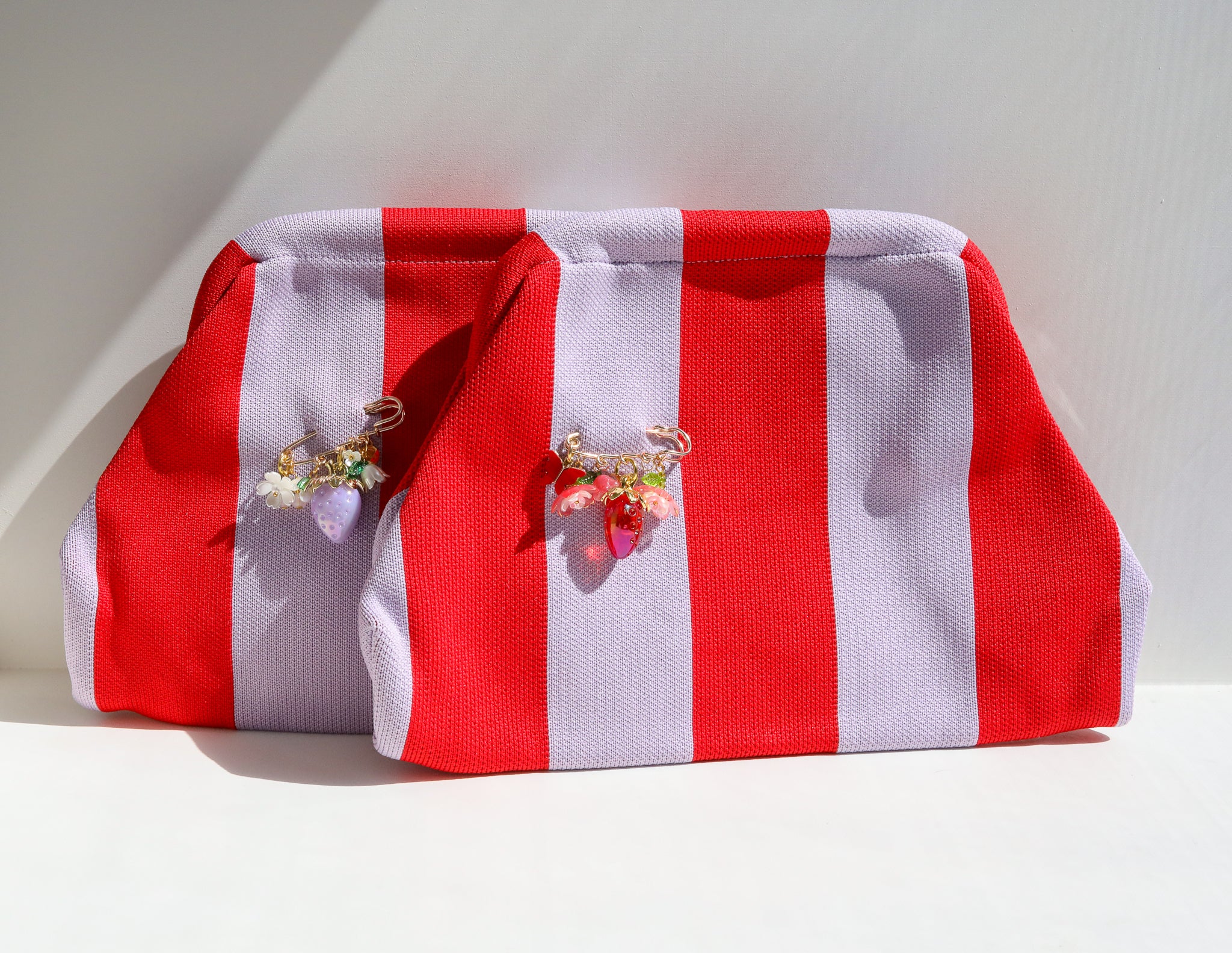 Purple and Red Strawberry Clutch and Pin