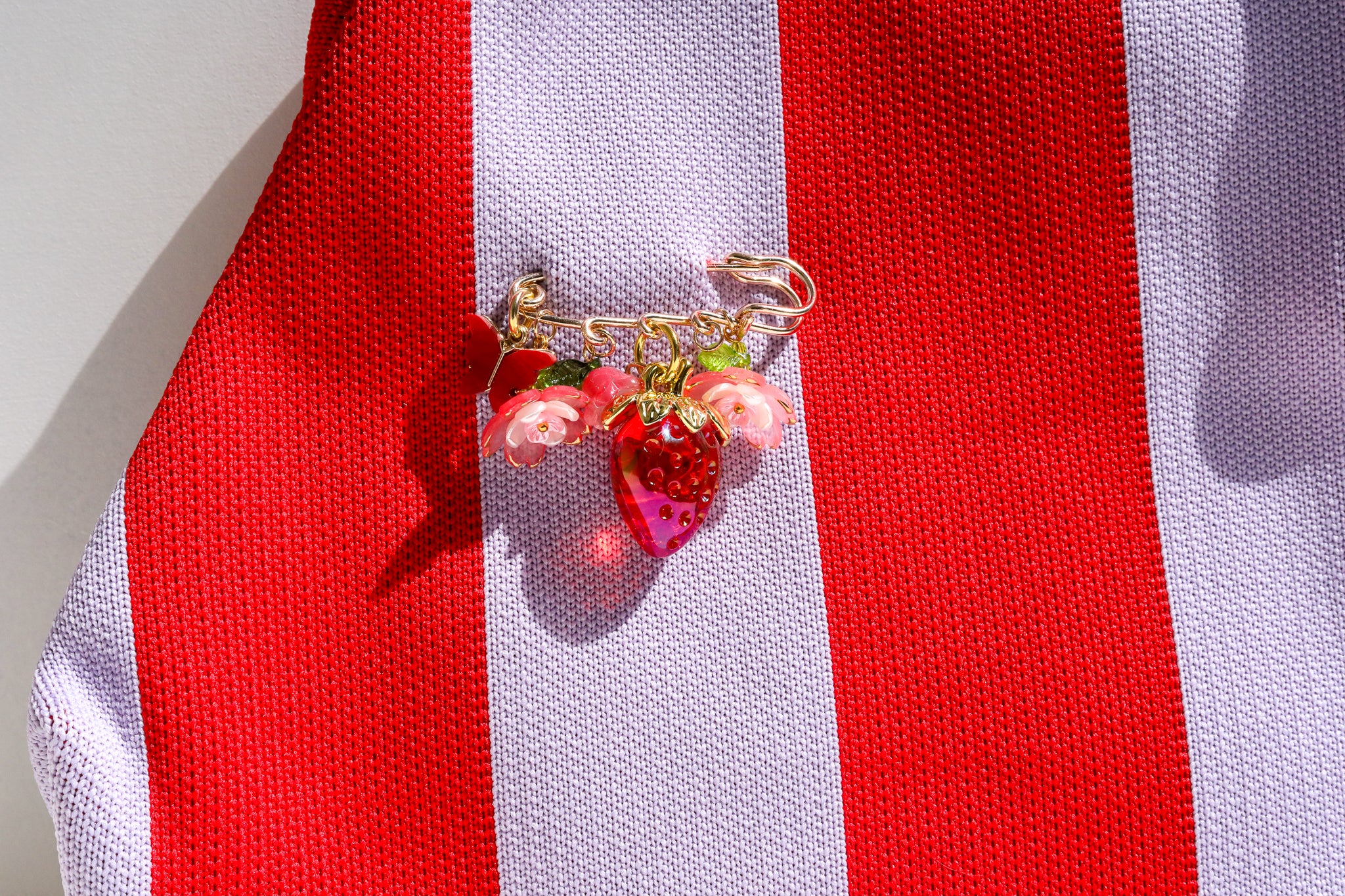 Purple and Red Strawberry Clutch and Pin