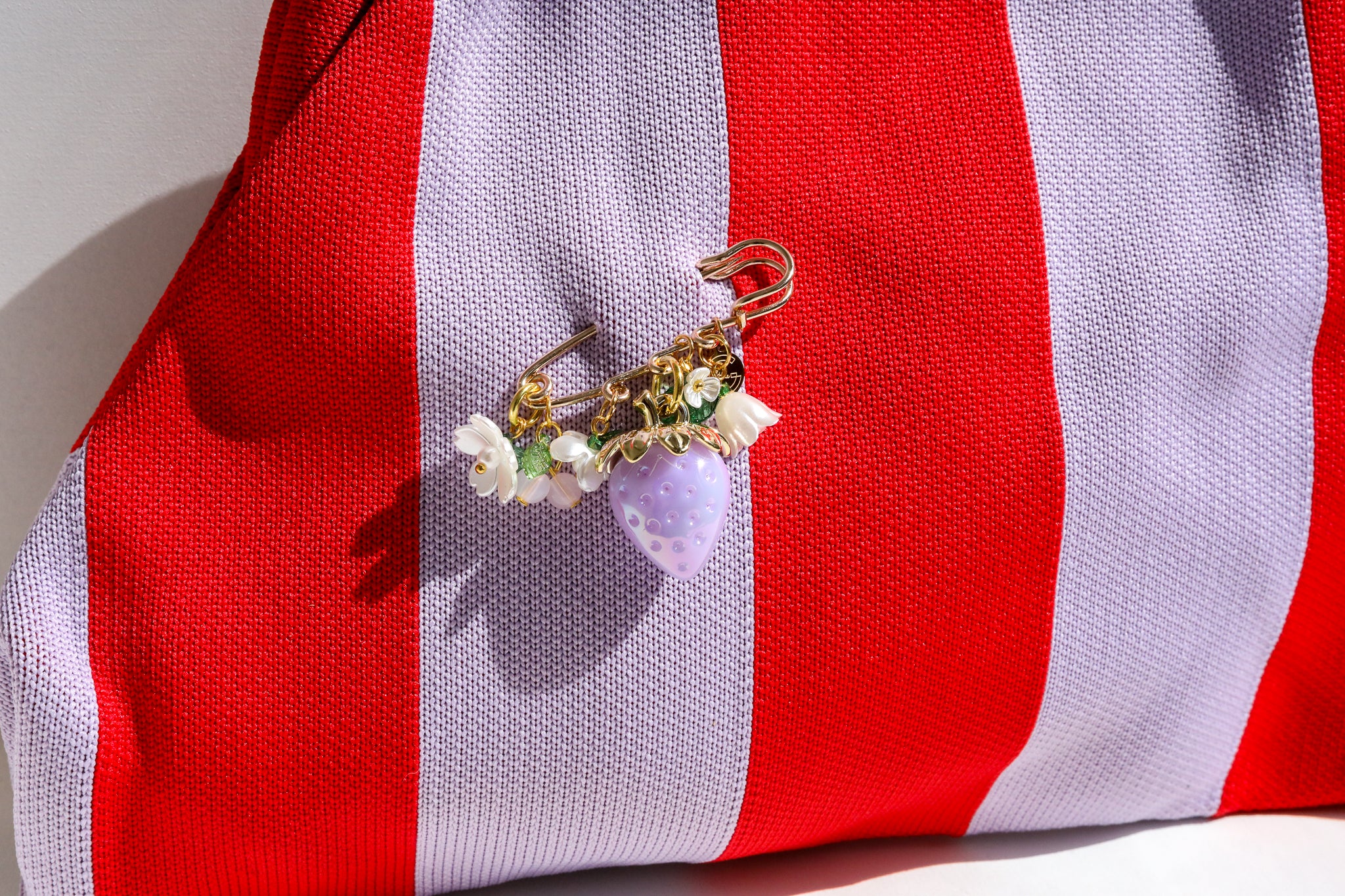 Purple and Red Strawberry Clutch and Pin