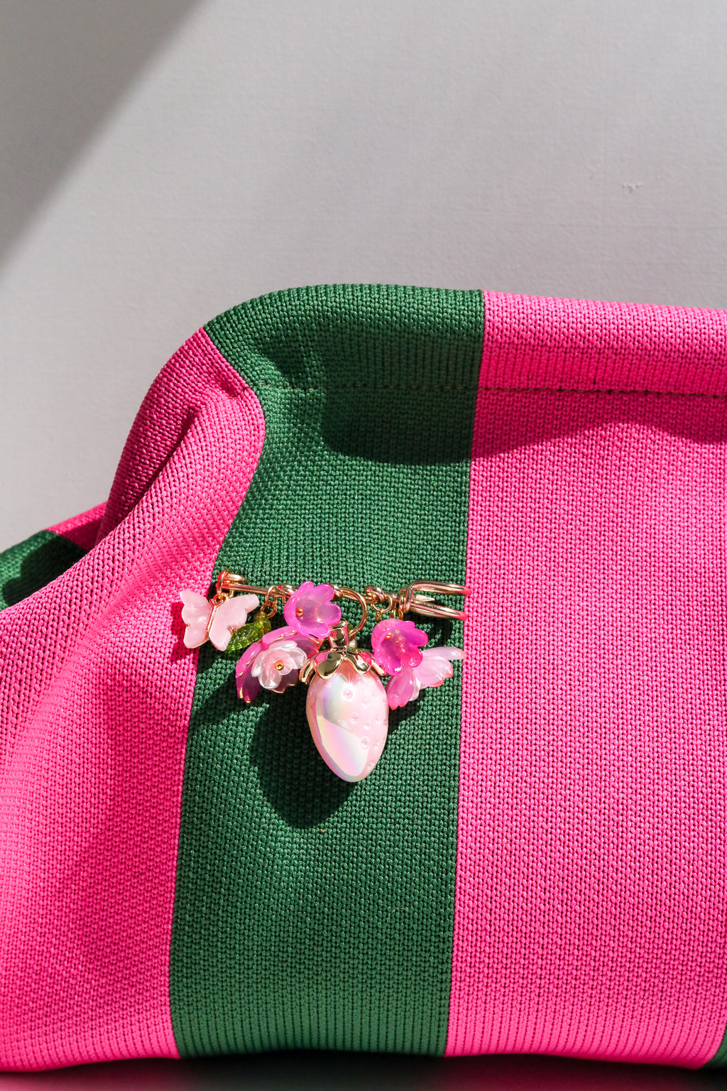 Pink and Green Stripe Clutch and Pin