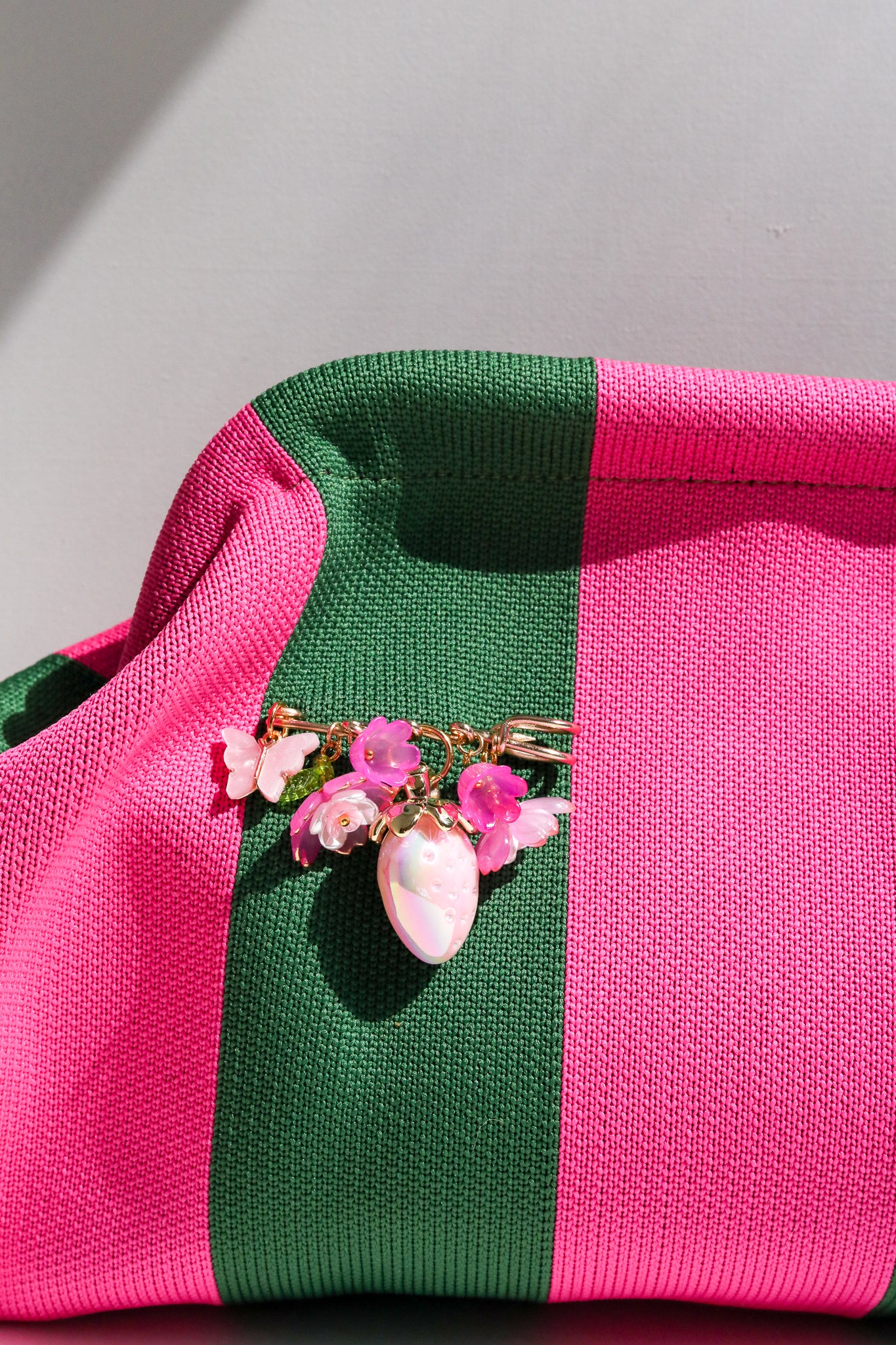 Pink and Green Stripe Clutch and Pin