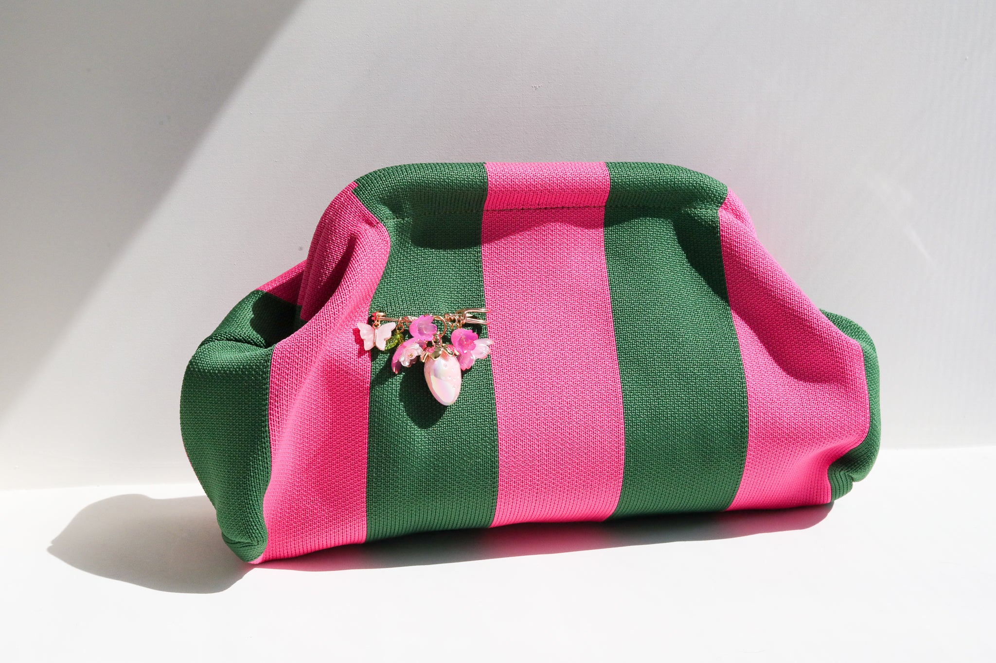 Pink and Green Stripe Clutch and Pin